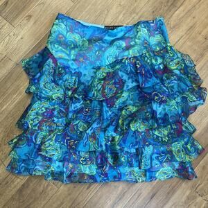 Ralph Lauren Black Label Size 10 Ruffle/Bubble 100% Silk Short Mini Skirt